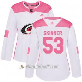 Dame Ishockey Carolina Hurricanes Tröja Jeff Skinner 53 Adidas 2017-2018 Vit Rosa Fashion Authentic